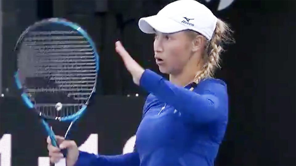 Yulia Putintseva, pictured here in action at the Adelaide International.