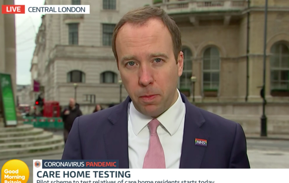 Health secretary Matt Hancock was the first government minister to appear on Good Morning Britain for 201 days. (ITV)