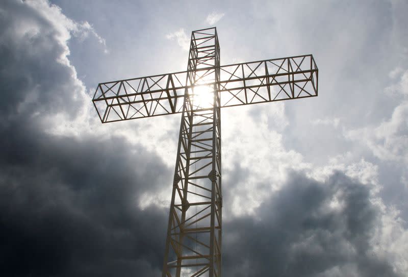 A cross is pictured in the Lebanese village of Klayaa