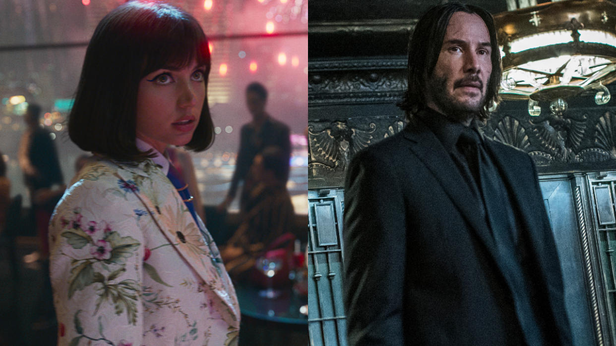  Ana de Armas in The Gray Man and Keanu Reeves in John Wick: Chapter 3 - Parabellum, pictured side by side. 