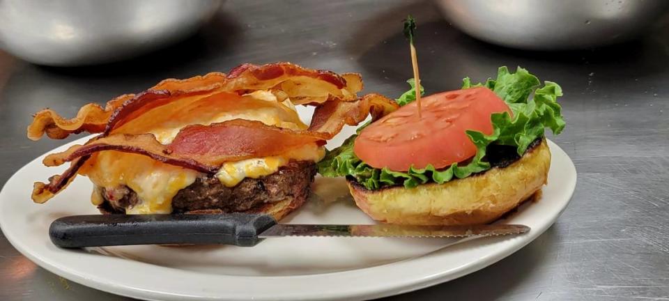 Grab a classic burger at Lucky Lou’s Tavern.