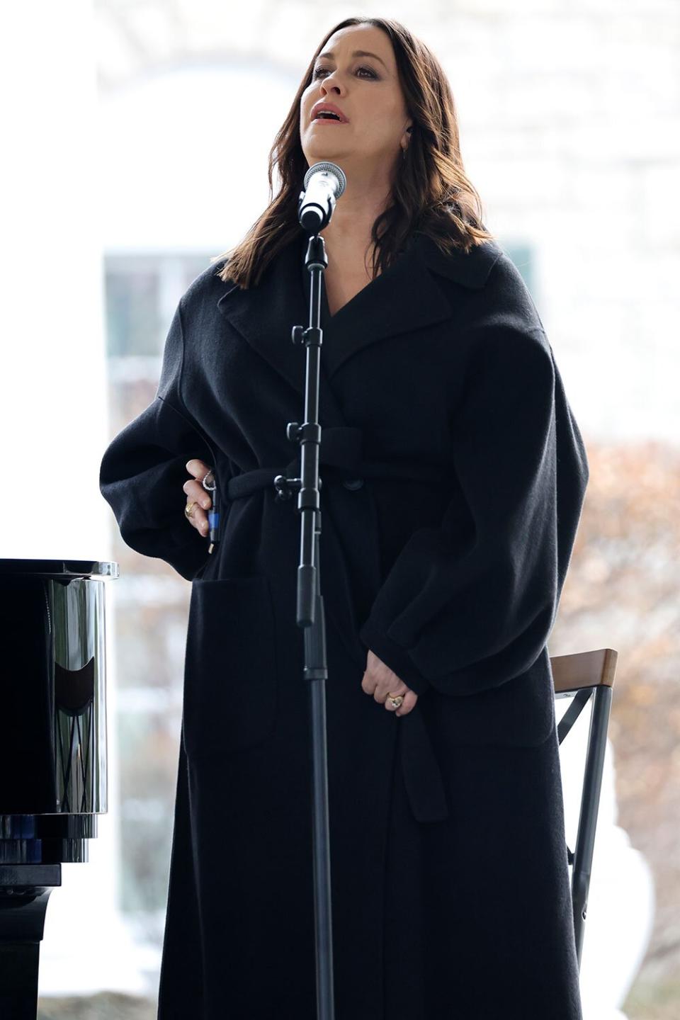 MEMPHIS, TENNESSEE - JANUARY 22: Alanis Morissette performs onstage at the public memorial for Lisa Marie Presley on January 22, 2023 in Memphis, Tennessee. Presley, 54, the only child of American singer Elvis Presley, died January 12, 2023 in Los Angeles. (Photo by Jason Kempin/Getty Images)