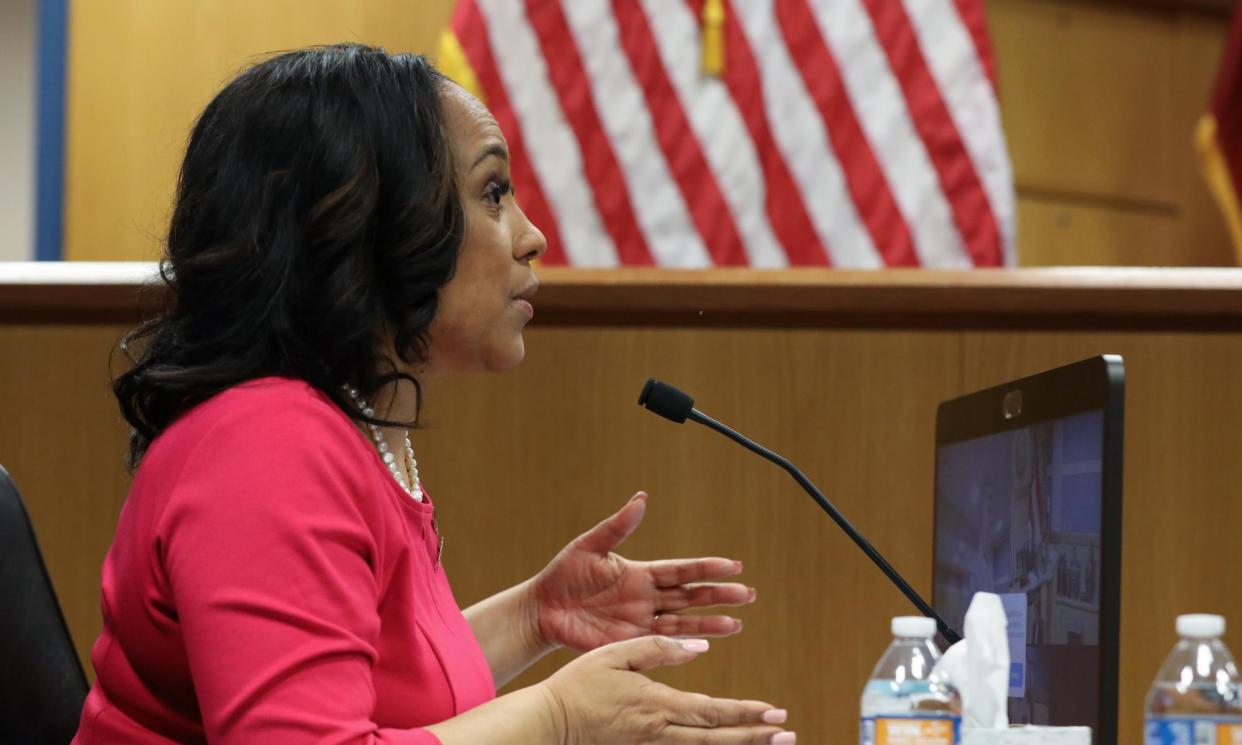 <span>Fani Willis speaks during a hearing at the Fulton county courthouse last month.</span><span>Photograph: Alyssa Pointer/EPA</span>