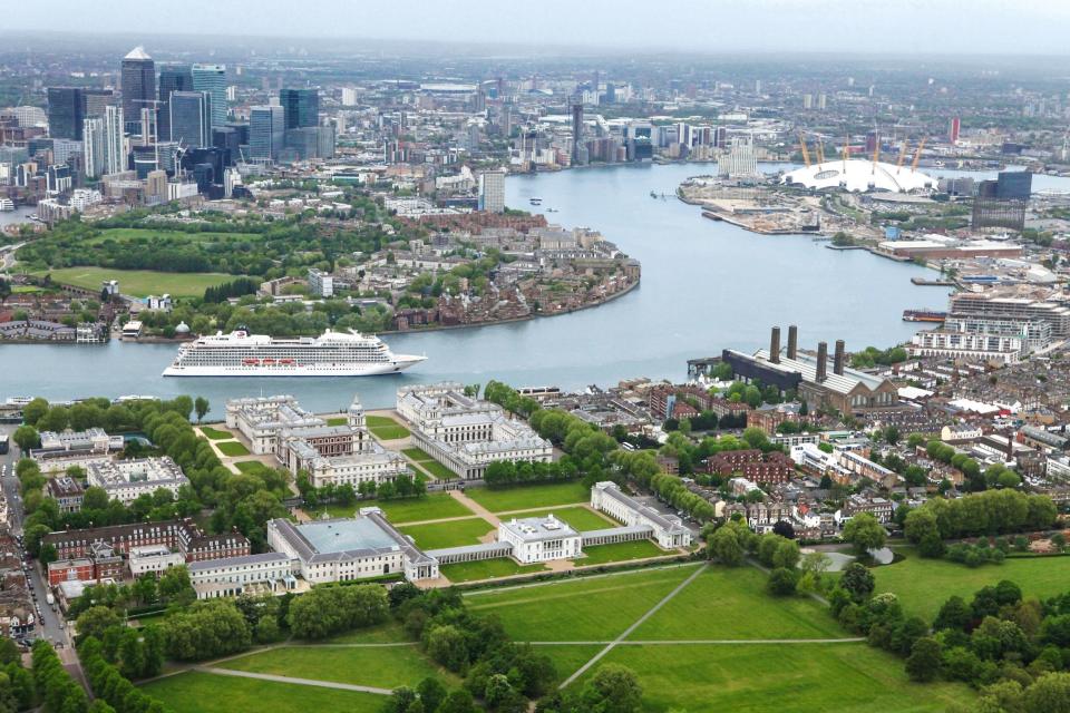 Viking cruise ship sailing through London