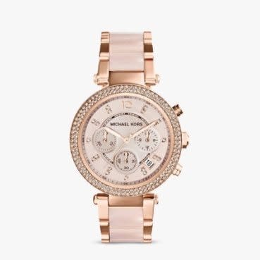 Michael Kors MK5896 Women's Parker Chronograph Bracelet Strap Watch, Multi/Blush - John Lewis & Partners