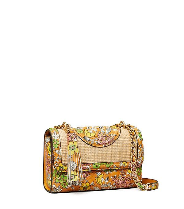 Fleming Printed Straw Small Convertible Shoulder Bag