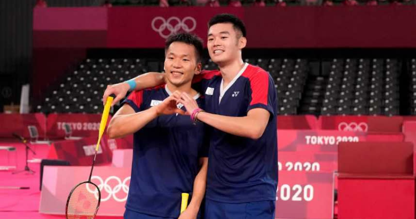 王齊麟、李洋為台灣羽球奪下首面金牌。（圖／達志／美聯社）