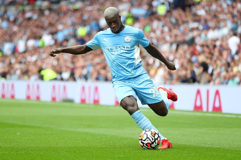 Benjamin Mendy in action for City