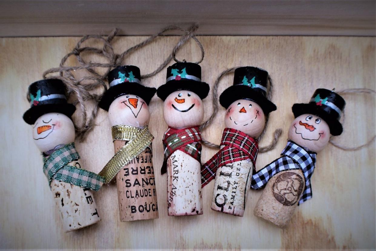 Cork Snowman Christmas Ornaments
