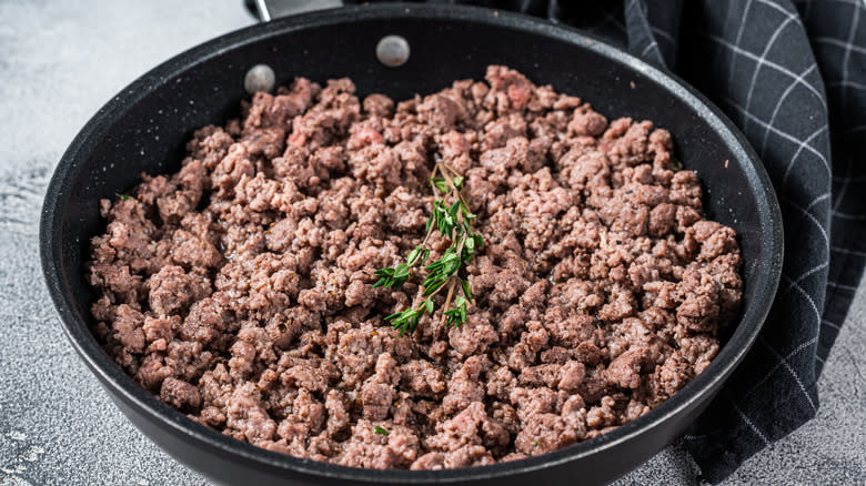 ground beef in pan