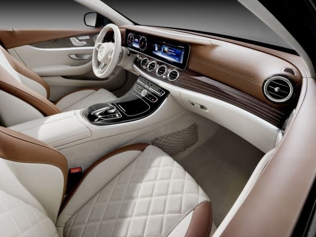 The 2016 Mercedes-Benz E-Class Estate interior in macchiato beige and saddle brown