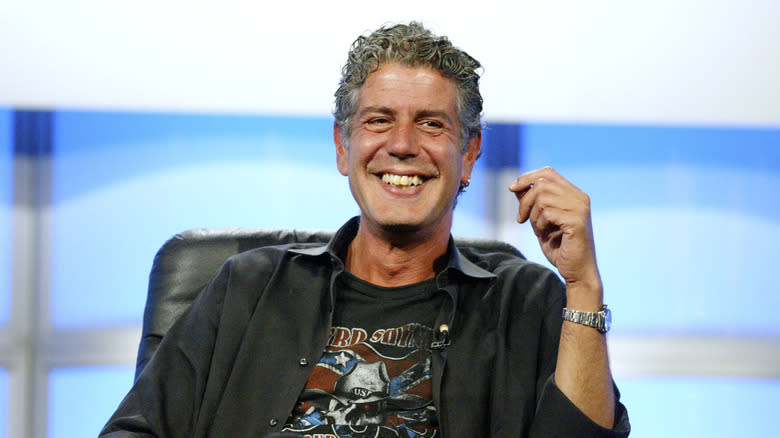 Anthony Bourdain smiling at event