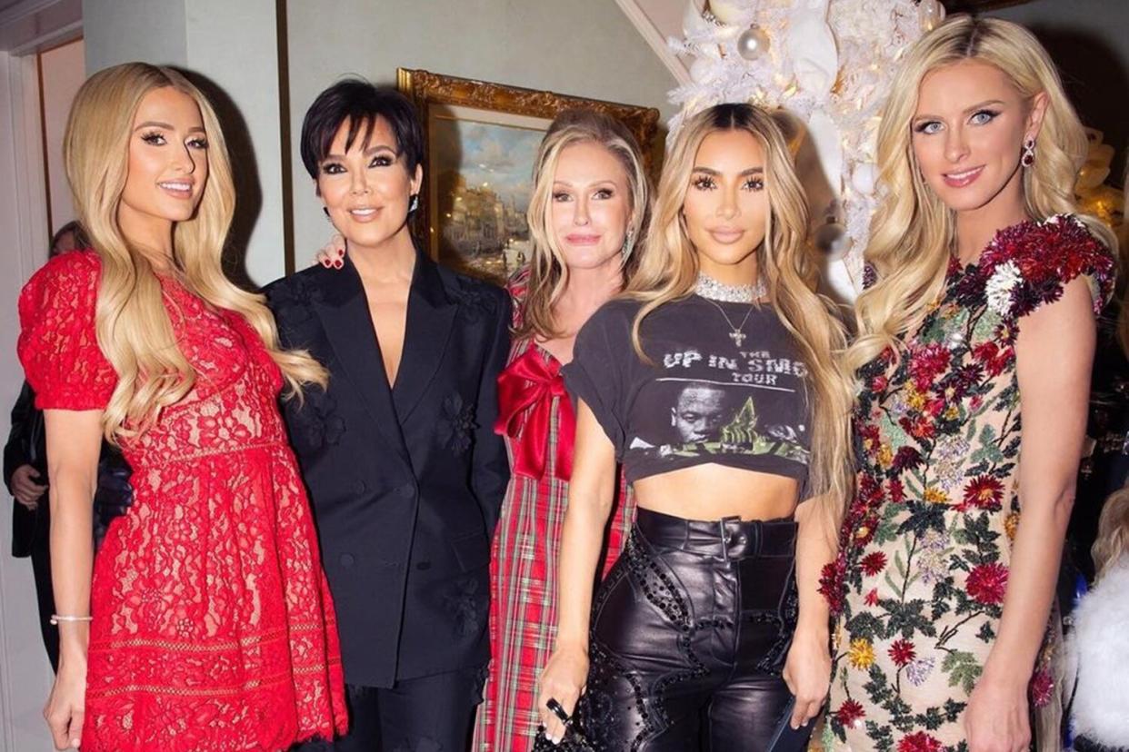 Kathy Hilton Responds to Kim Kardashian's Holiday Party Outfit: 'She Always Looks Beautiful'