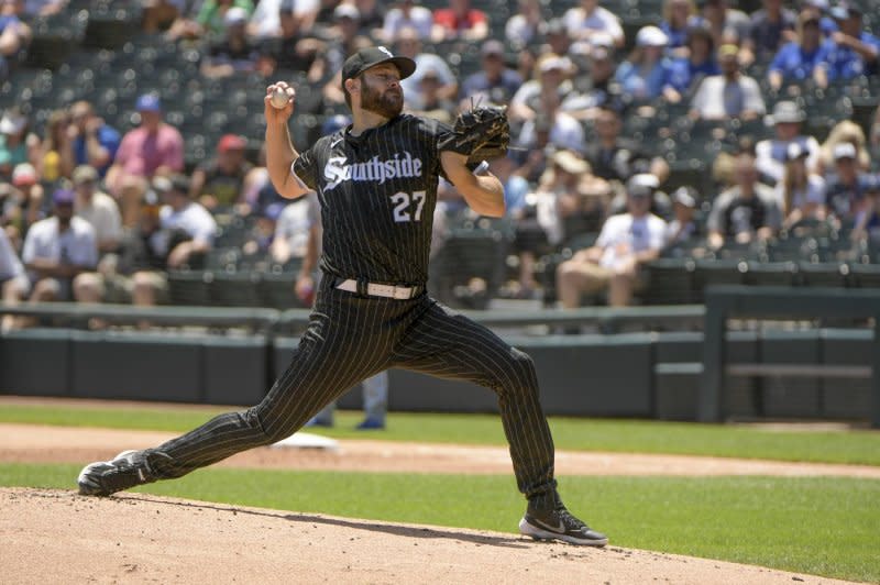 Former Chicago White Sox starting pitcher Lucas Giolito went 8-15 with a 4.88 ERA last season. File Photo by Mark Black/UPI