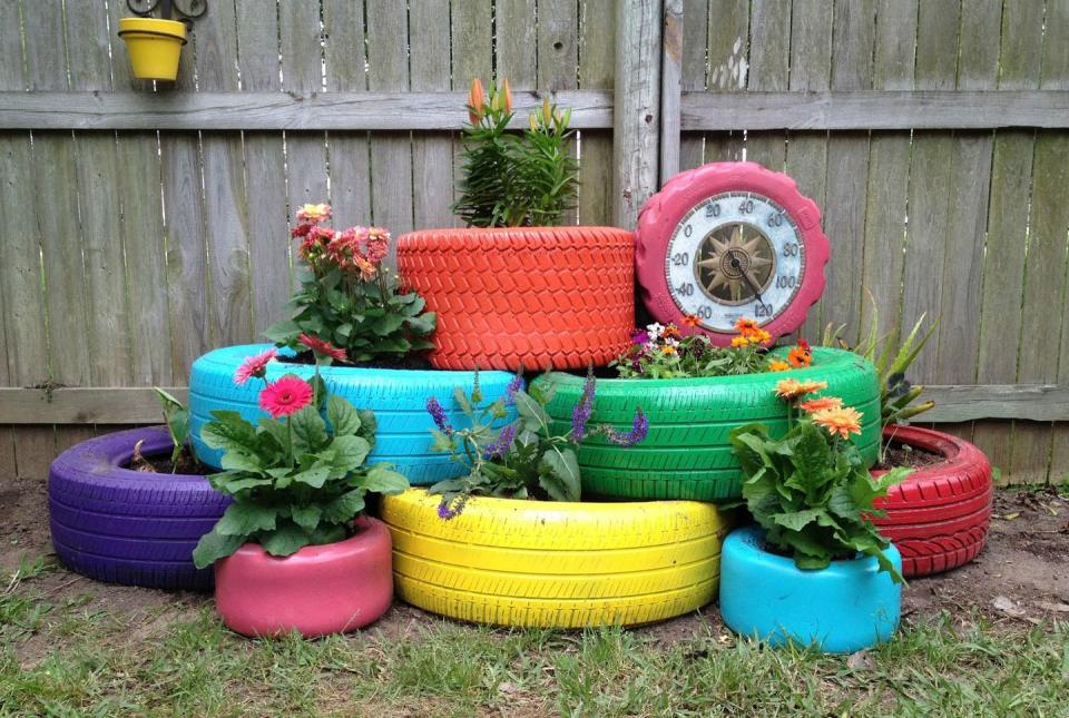 <p>No grip, no problem. Used tires make for excellent container gardens since the durable material helps protect plants from harsh winds and other elements.</p><p><a rel="nofollow noopener" href="http://lemonbeanandthings.blogspot.com/2012/03/our-tire-planter.html" target="_blank" data-ylk="slk:See more at Lemon, Bean and Things »;elm:context_link;itc:0;sec:content-canvas" class="link "><em>See more at Lemon, Bean and Things »</em></a></p>