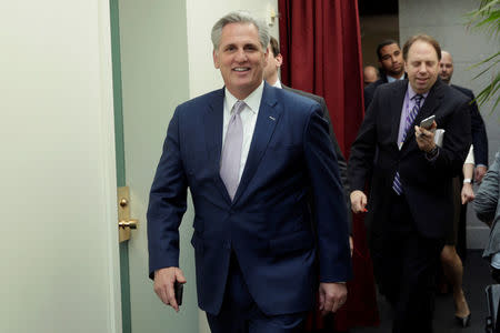 U.S. House Majority Leader Kevin McCarthy (R-CA) arrives at the House Republican meeting on Capitol Hill in Washington, U.S. March 24, 2017. REUTERS/Yuri Gripas