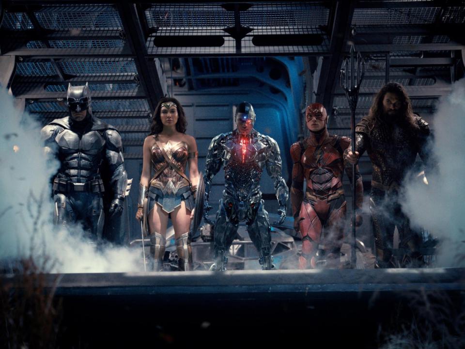 From left to right: Ben Affleck, Gal Gadot,  Ray Fisher Ezra Miller and Jason Momoa in a promotional photo for 2017’s Justice League (Warner Bros)