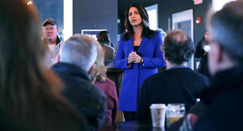 Former Rep. Tulsi Gabbard, D-Hawaii, in Peterborough, N.H., on March 22, 2019.
