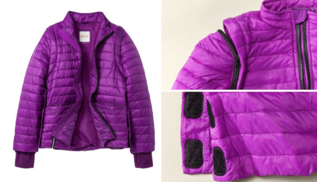 Diese Jacke mit vielen Klett- und Reißverschlüssen gehört zu der neuen Kinder-Kollektion von Target. (Bild: Screenshot Target)