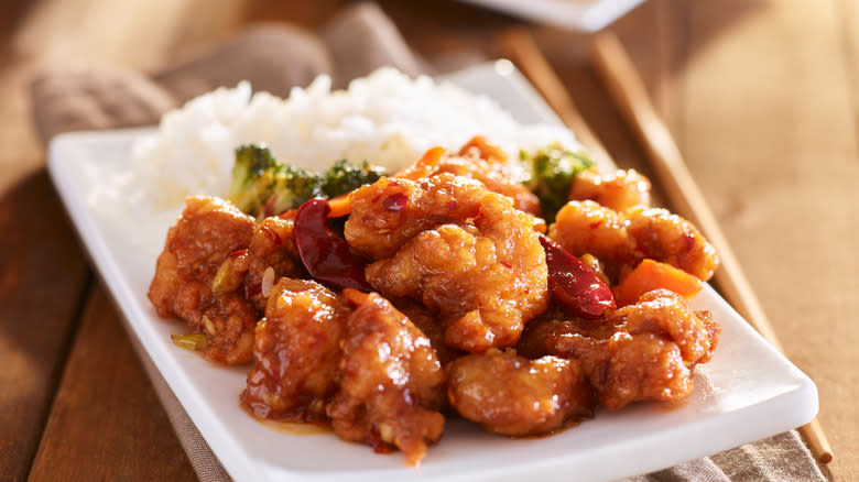 General Tso's chicken on plate