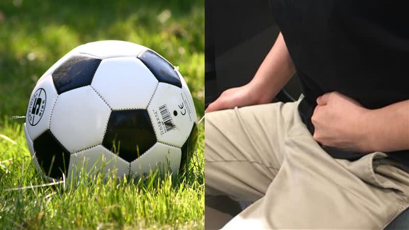 近日中國一名男子疑似將足球塞入肛門。（組合圖／翻攝自資料畫面與pixabay）