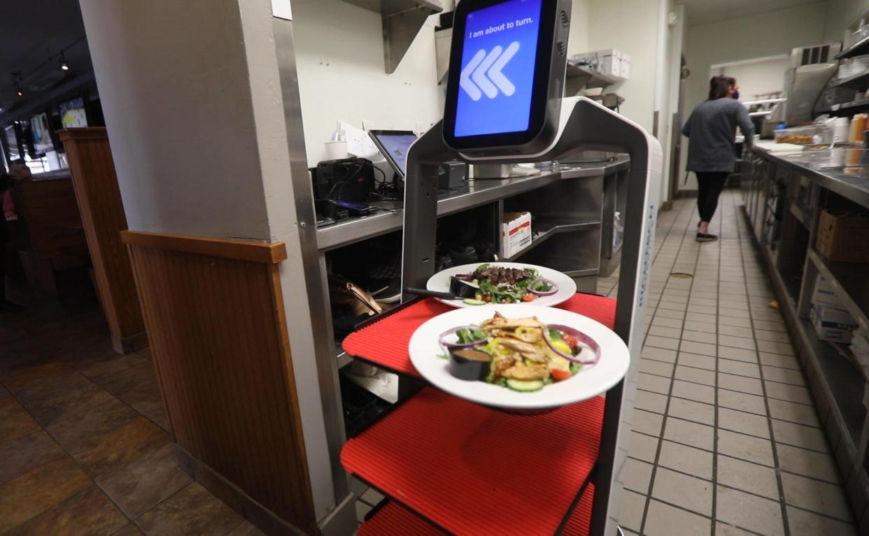 The Distillery Restaurant in Victor is using a robot to help waitstaff deliver food to tables.
