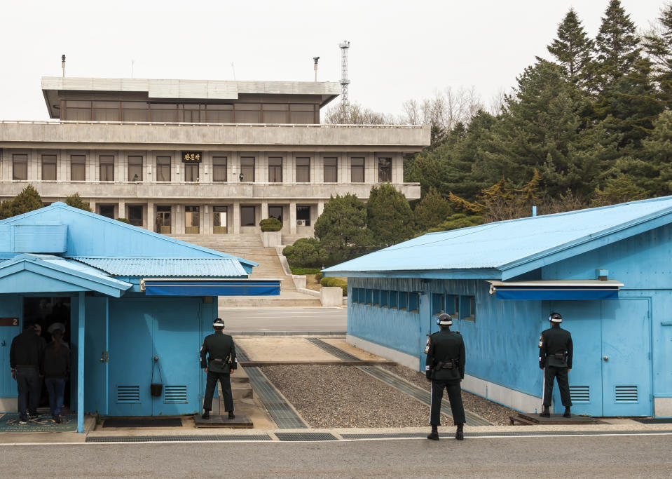 This Joint Security Area at the DMZ managed by both North and South Korea.