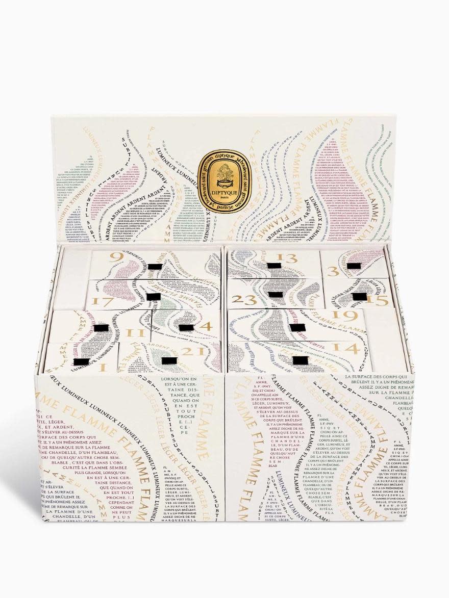 <p><a href="https://go.redirectingat.com?id=74968X1596630&url=https%3A%2F%2Fwww.diptyqueparis.com%2Fen_eu%2Fp%2Fadvent-calendar-2023.html&sref=https%3A%2F%2Fwww.elledecor.com%2Fshopping%2Fg41958452%2Fluxury-advent-calendars%2F" rel="nofollow noopener" target="_blank" data-ylk="slk:Shop Now;elm:context_link;itc:0;sec:content-canvas" class="link ">Shop Now</a></p><p>25 Scented Treasures Advent Calendar </p><p>diptyqueparis.com</p><p>€450.00</p>