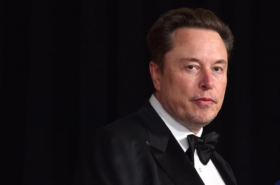 Elon Musk arrives at an event in Los Angeles in April. He also reportedly hosted an ‘anti-Biden’ dinner party in the city last month (2024 Invision)