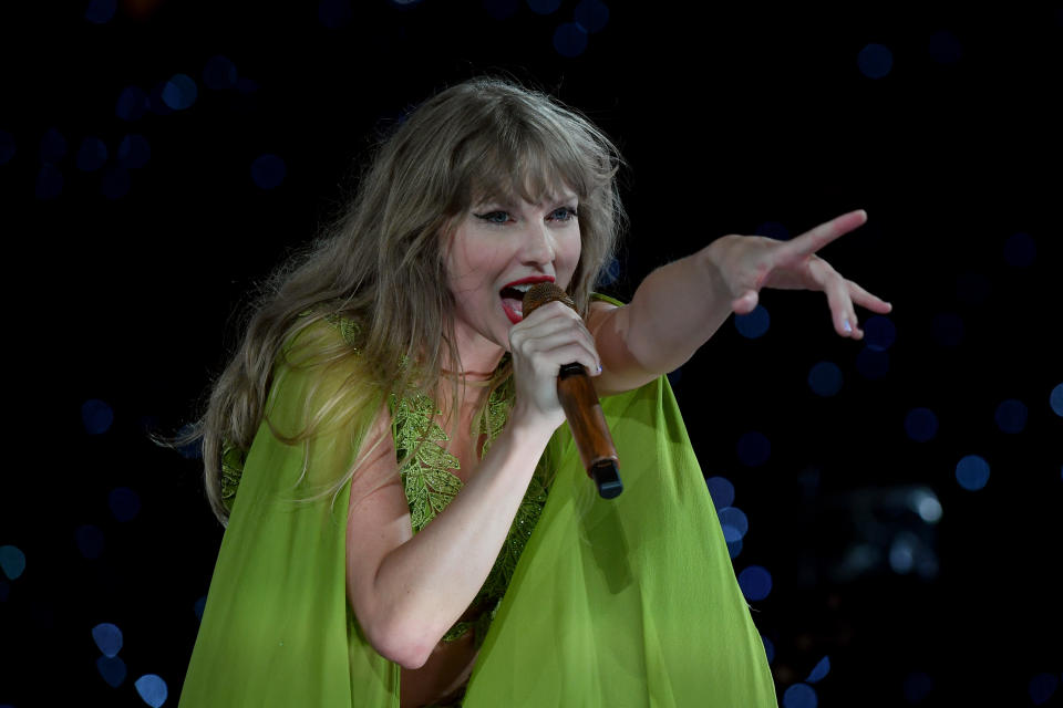 Taylor Swift performs onstage during night two of Taylor Swift | The Eras Tour at GEHA Field at Arrowhead Stadium on July 08, 2023 in Kansas City, Missouri. (Photo by Fernando Leon/TAS23/Getty Images for TAS Rights Management)