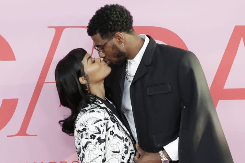 Teyana Taylor (L) and Iman Shumpert attend the CFDA Fashion Awards in 2019. File Photo by John Angelillo/UPI