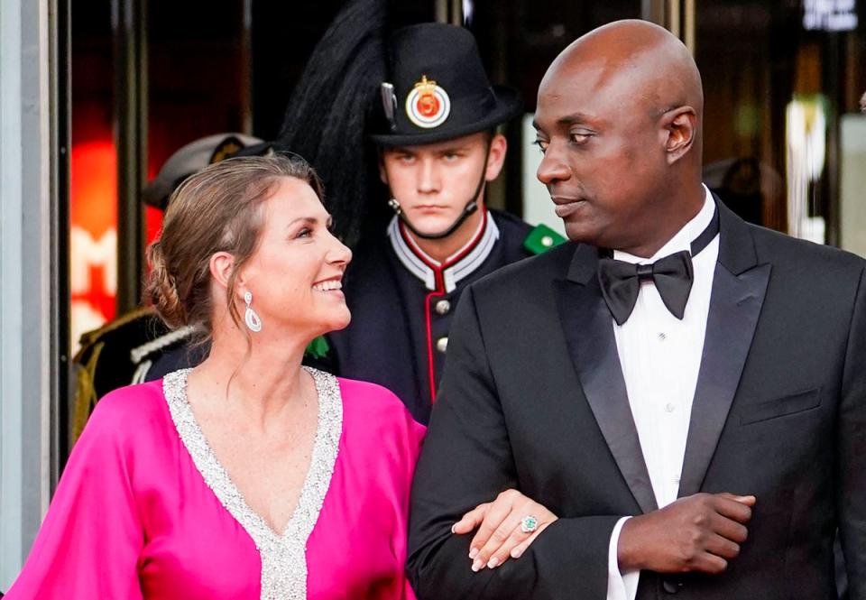 Princess Martha Louise (pictured with Durek Verrett) believes she can talk to angels (NTB/AFP via Getty Images)