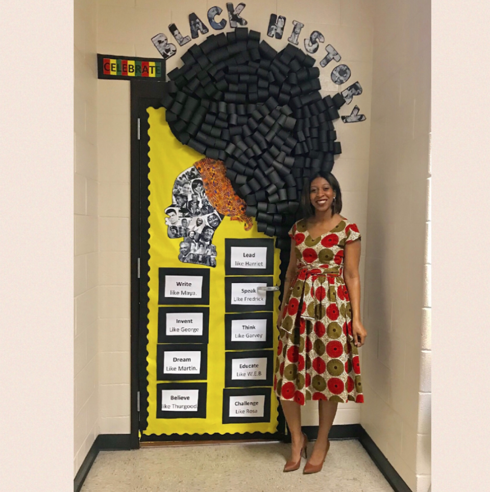 <p>This teacher got *extra* creative and made curly hair pieces into the shape of Africa.</p>