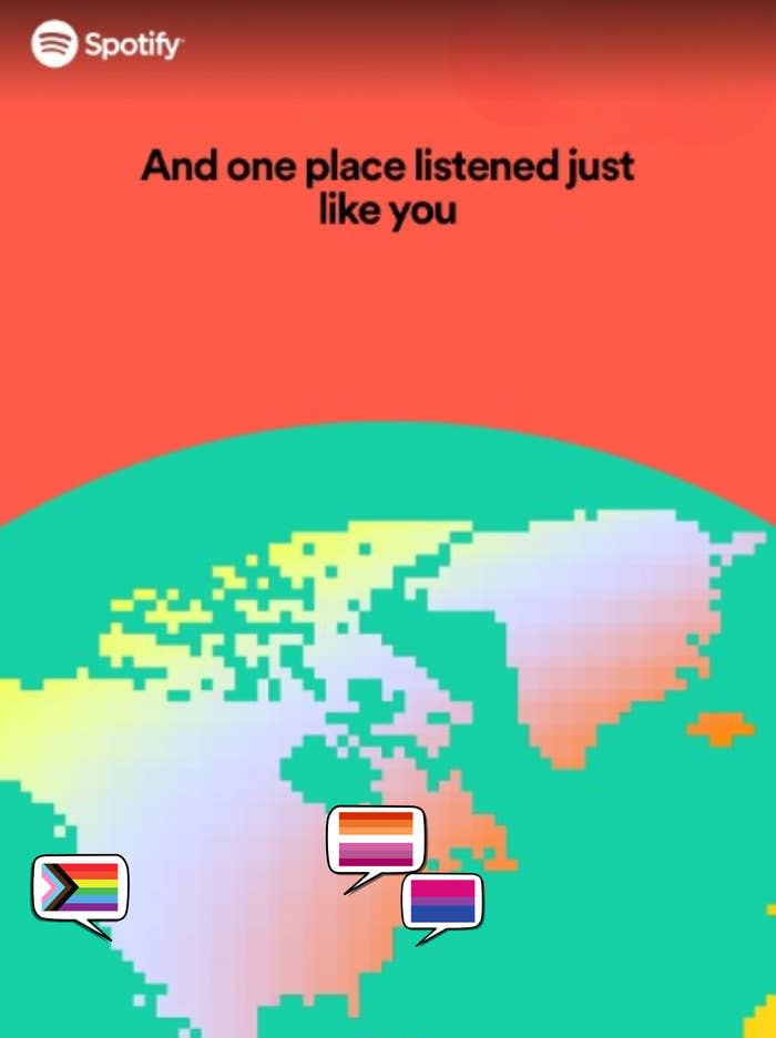 Spotify's "And one place listened just like you" screen