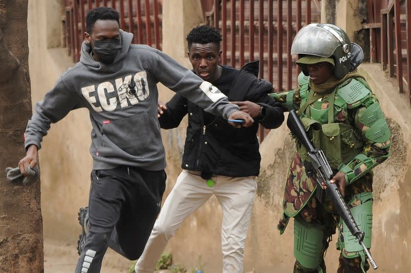 People protest against Kenya's proposed finance bill 2024/2025, in Nairobi