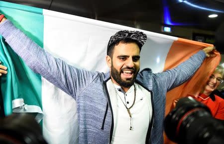 Irish citizen Ibrahim Halawa arrives at Dublin Airport in Ireland, October 24, 2017. REUTERS/Clodagh Kilcoyne