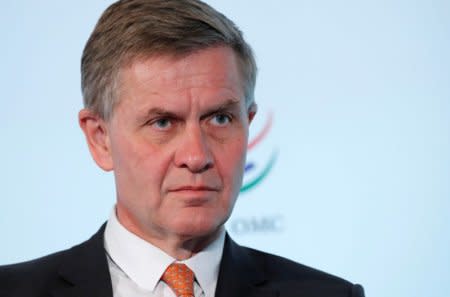 FILE PHOTO: Erik Solheim, Executive Director of UN Environment attends the World Trade Organization (WTO) Forum