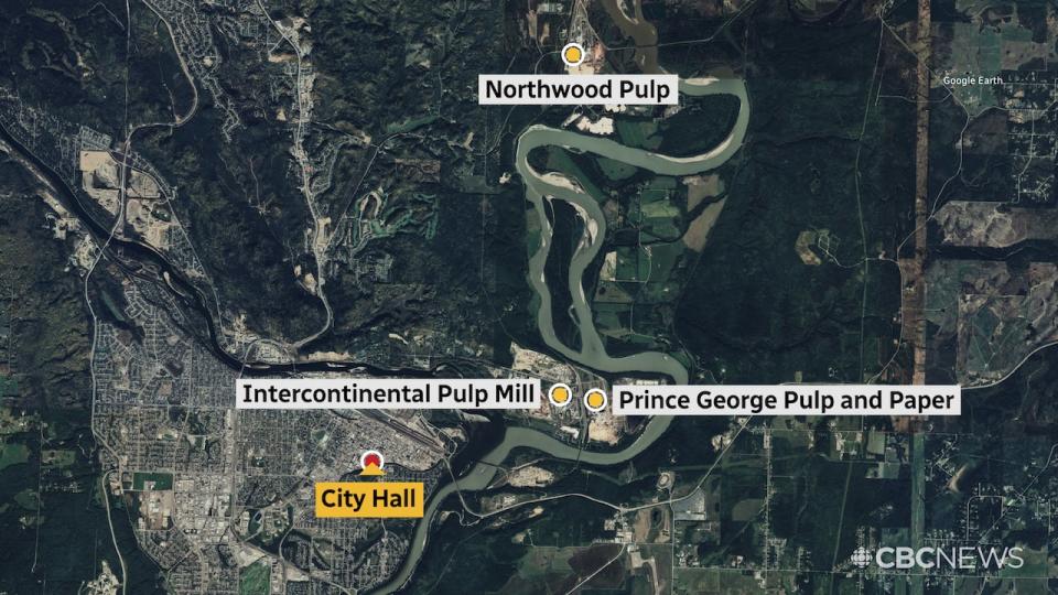 Two of Canfor's pulp mills are located in the river valley of Prince George.