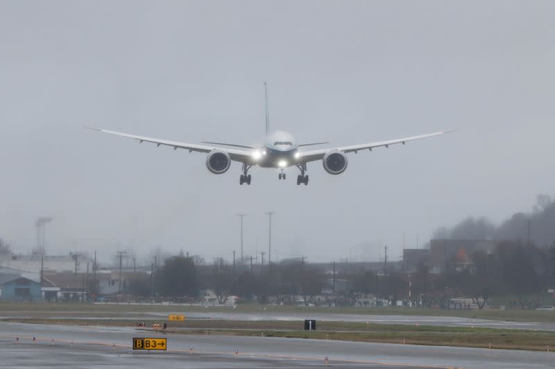 Boeing stages the first flight of its 777X plane in Seattle