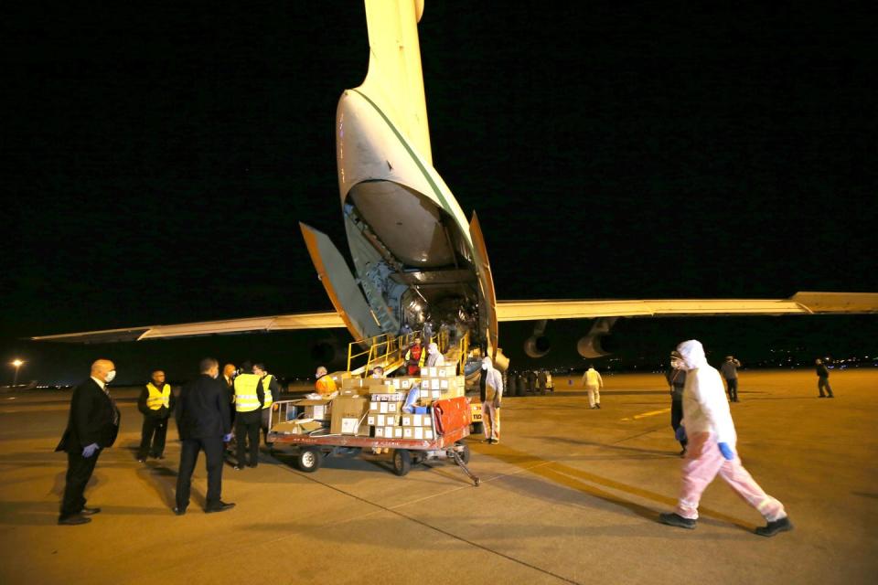 Medical donations from China at Algiers International Airport