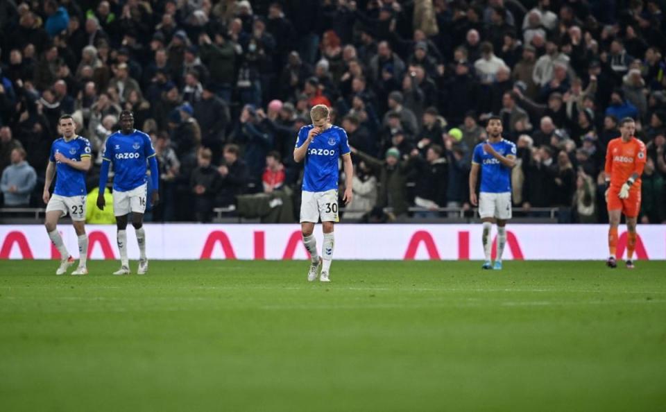 Everton were a defensive shambles when conceding five at the Tottenham Hotspur Stadium last season (AFP/Getty)