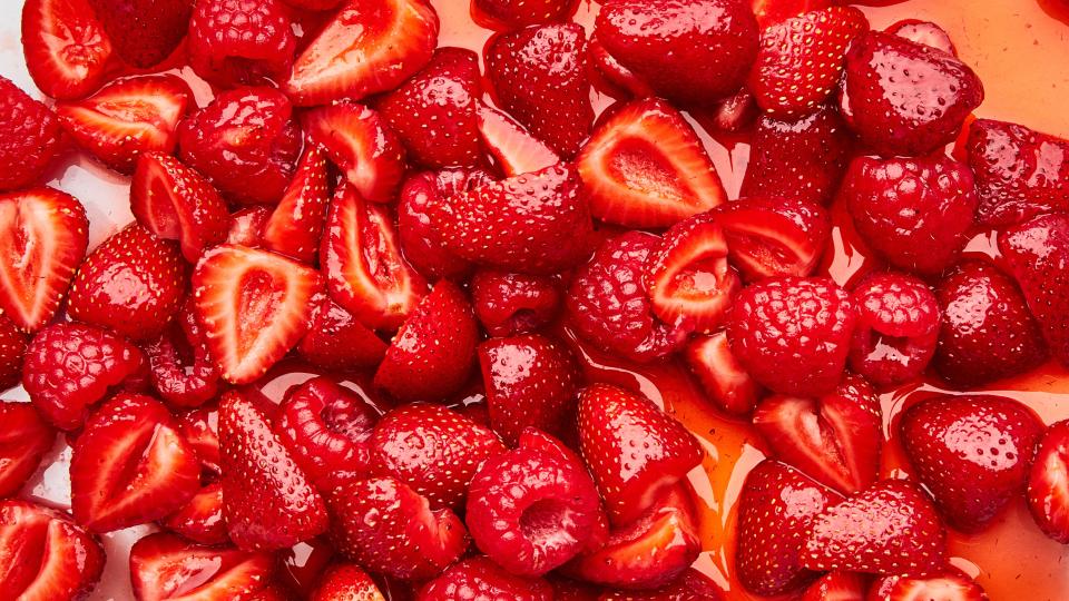 Strawberries, waiting for whipped cream.