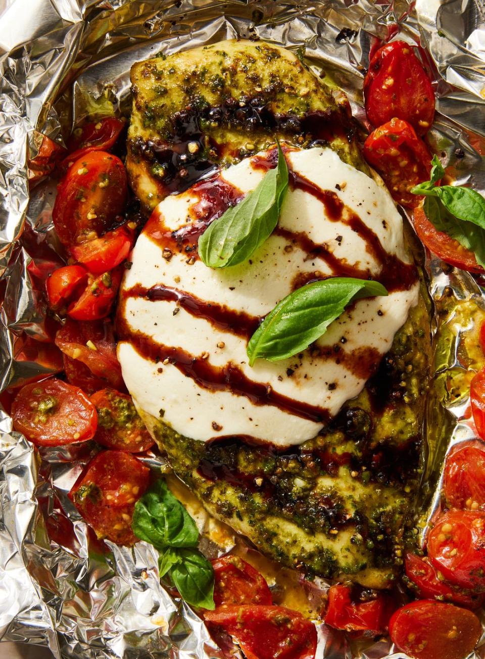 caprese chicken foil packs