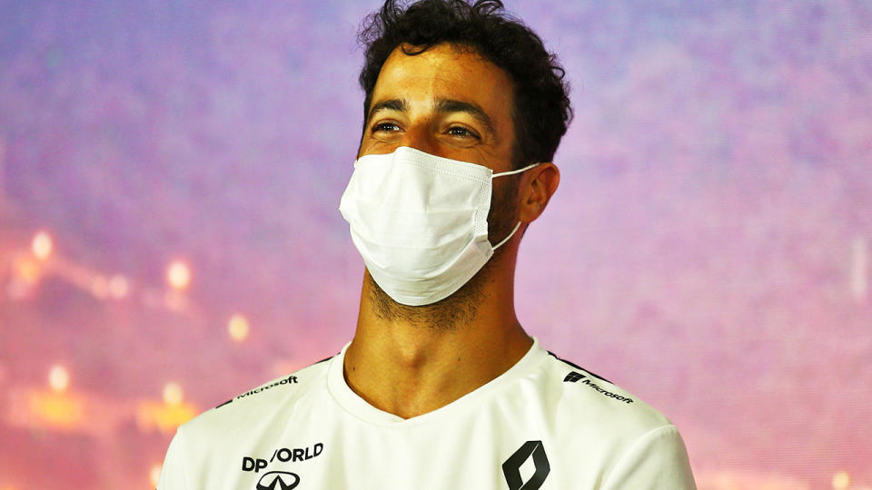 Australian F1 driver Daniel Ricciardo is pictured during a press conference prior to the Spanish Grand Prix.