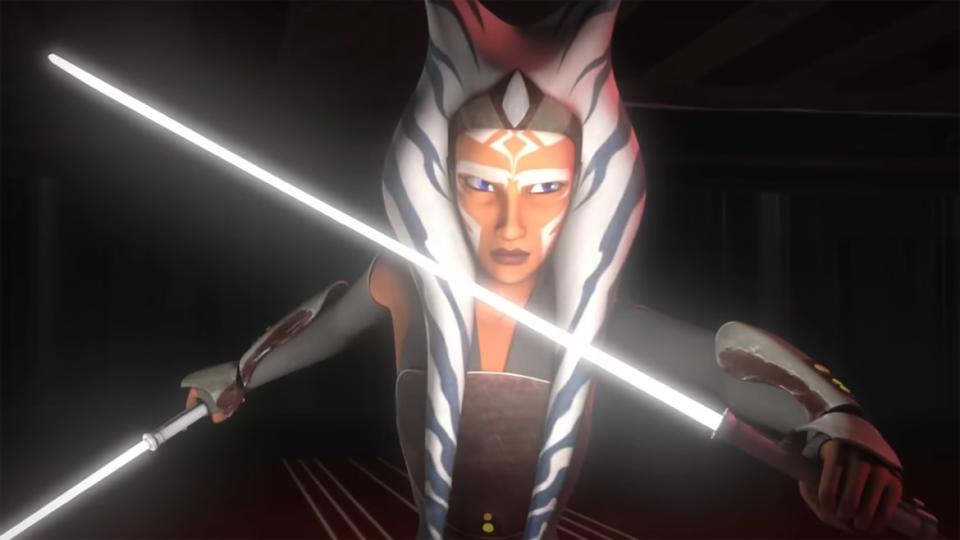 Photo still of Ahsoka’s “I am no Jedi” moment in Star Wars: Rebels