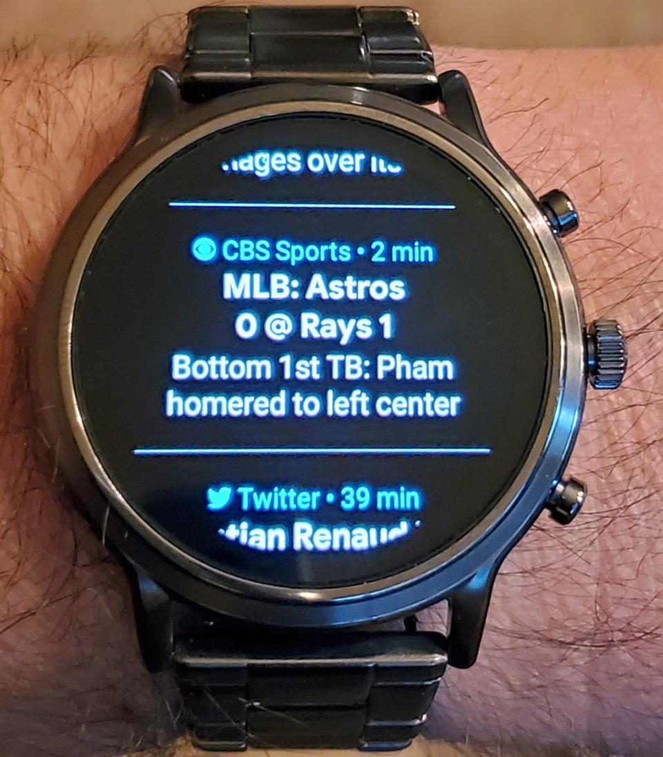 How CBS Sports appears on the Fossil Gen 5 smartwatch