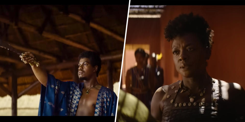 Image: John Boyega and Viola Davis in 'The Woman King'. (Sony Pictures Entertainment
 / via Youtube)