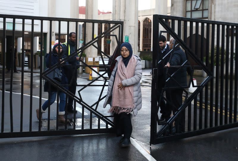 People leave the London Central Mosque in London