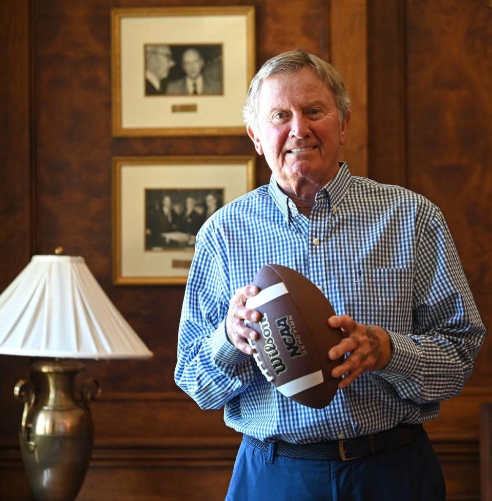 Former Duke, Florida and South Carolina head football coach Steve Spurrier on Monday, September 4, 2023. Spurrier played in the NFL for 10 seasons before moving into coaching. He won the Heisman Trophy in 1966 as quarterback of the Florida Gators at the University of Florida.