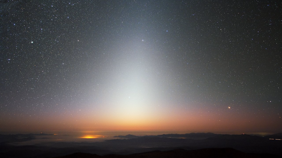 An image of the night sky phenomenon Zodiacal Light.